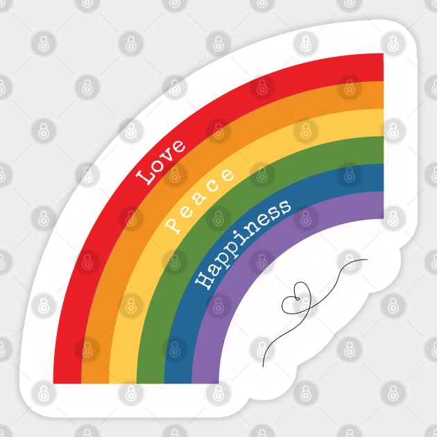 Rainbow - Love, Peace, Happiness Sticker by CreateThat